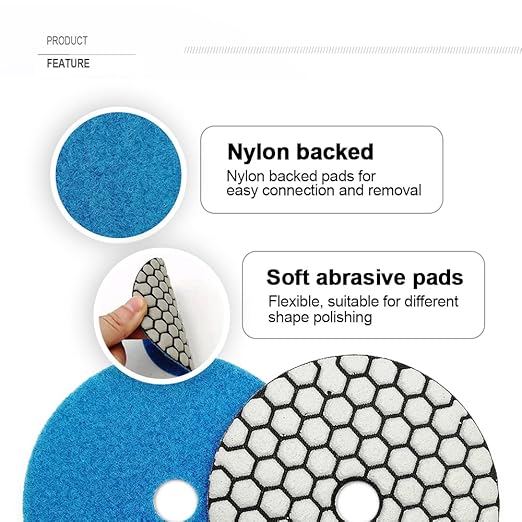 SHDIATOOL 4-Inch Dry Diamond Polishing Pads Grit 800 for Granite Marble Stone Sanding Pad Grinding Pads 7Pcs