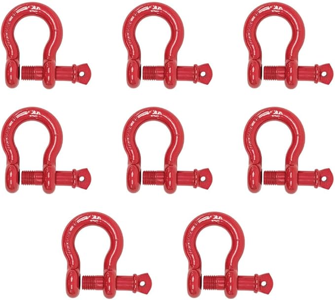 Mytee Products 1" Anchor Shackle Forged Carbon Steel w/Alloy Screw Pin Load Limit # 8.50 Tons 17,000 lbs Double Rust Protection Heavy Duty D Ring Shackle for Towing, Rigging & Vehicle Recovery 8 Pack