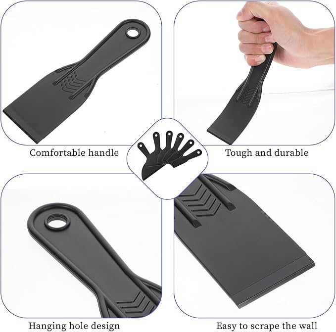 6 Pcs Plastics Putty Knife Plastic Paint Scraper for Spackling Knife Plastic Drywall Taping Knives Patching Scraper Plastics Putty Flexible for Painting Wall Scratching Taping Drywall Spreading