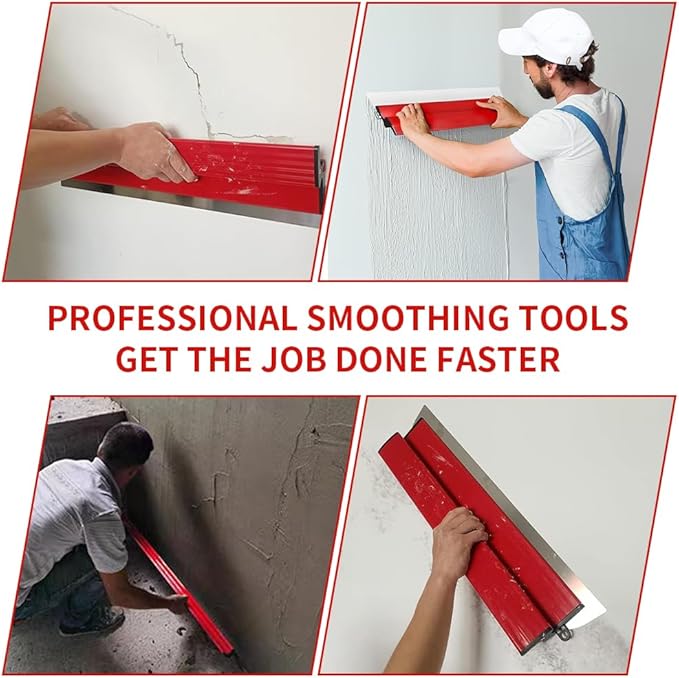 Drywall Skimming Blade Kit, Including 10",24",32"Skimming Blades in Three Sizes and Adjustable Length Extension Rod and Angle Bracket,Suitable for Concrete Facing Wallboard and Plasterboard