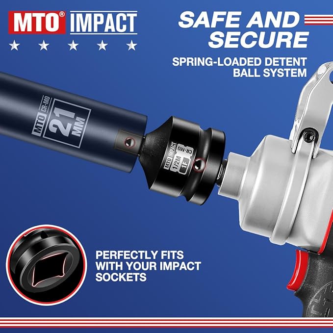 MTO 1" Female to 1/2" Male Impact Socket Adapter, 1-Inch Impact Socket Reducer, Chrome Molybdenum Alloy Steel, for Impact Wrench & Ratchet Use