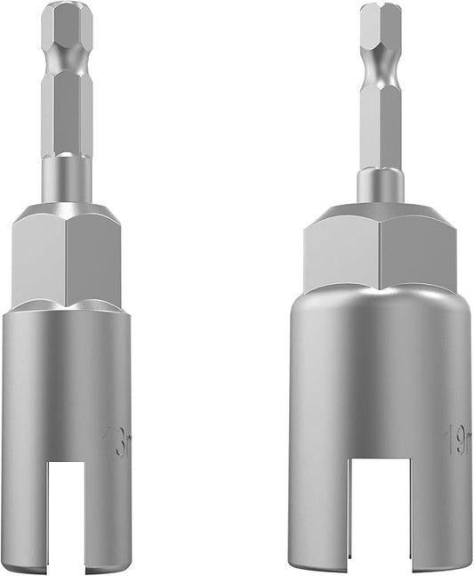 2 Pack (13mm,19mm) 1/4 Inch Hex Shank Nut Driver Power Wing Nut Driver Set Bit Socket Wrenches Tools Set Slot Wing Nuts Drills Bits for Panel Nuts Screws Eye C Hook Bolt