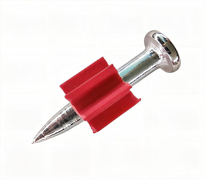 1" Powder Actuated Fasteners,.300 Head Diameter Drive Pins with red Flute, P100, 100pcs/pack, 4 Pack