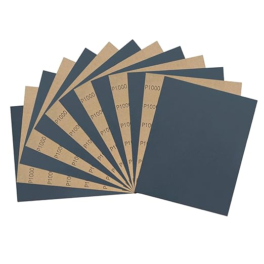 9 x 11 Inch 15pcs Wet Dry Sandpaper, 1000 Grit Waterproof Abrasive Sand Paper, Silicon Carbide Sandpaper Sheets for Metal Wood, Auto Polishing