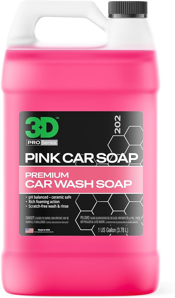3D Pink Car Soap ??1 Gallon |pH Neutral Car Wash Soap with High Suds & Cherry Scent | Scratch-Free, High Gloss Shine | Safe on Wax & Sealants | Weekly Car Care