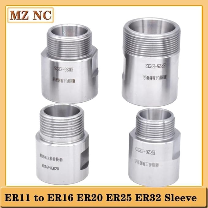 Spindle Extension Rod Thread Adapter ER11 ER16 ER20 ER25 ER32 Collet Chuck with Nut Compatible with CNC Motor Rotor for Industrial Engraving and Milling Machine Use(ER20-ER20 With Nut)