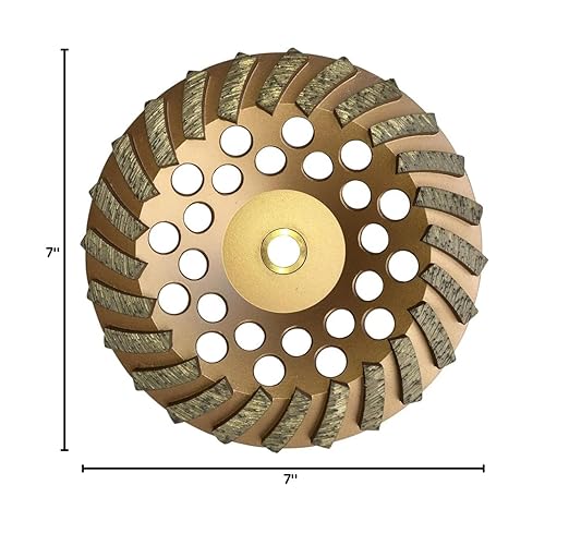 7" Diamond Grinding Wheels for Concrete or Masonry, 24 Turbo Segments, #30/40 Grit, Medium Bond, 7/8"-5/8" Arbor