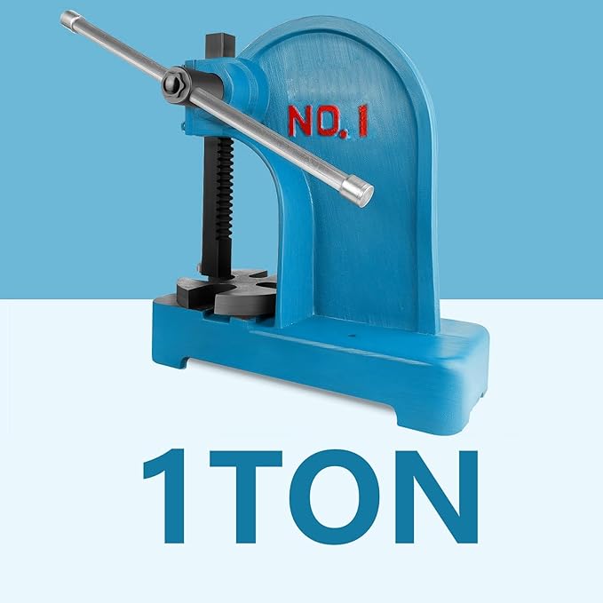 12-inch Maximum Height Press,3-ton Heavy-Duty Manual Arbor Press, Heavy-Duty Metal Punch for Rivet Punching, benchtop Arbor Press for Stamping, Bending, and Drawing竊똋eather Rivet Press(1 Ton)