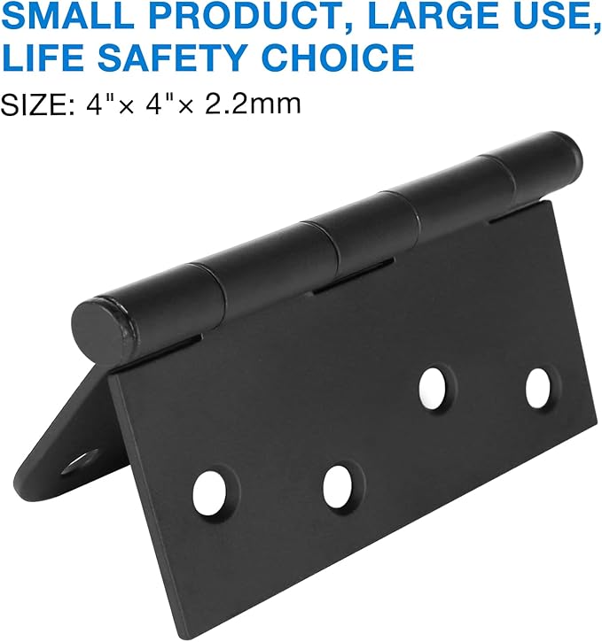 3 Pack Black Door Hinges 4 Inch Interior Hinge Matte Black Door Hinge 4 Inch Square Rounded 5/8" Radius Corner Hinges for Doors Reversible Full Mortise Combination 4 in Door Hardware