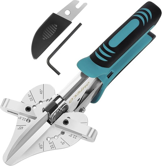 O?셎hine 22.5 Degree Ratchet Miter Shears For Angular Cutting Molding Wood Crafting, Quarter Round Cutting Tool Shoe Molding Cutters, Multi Angle Miter Shear Trim Cutter Hand Tool, w/ 1pc Extra Blade