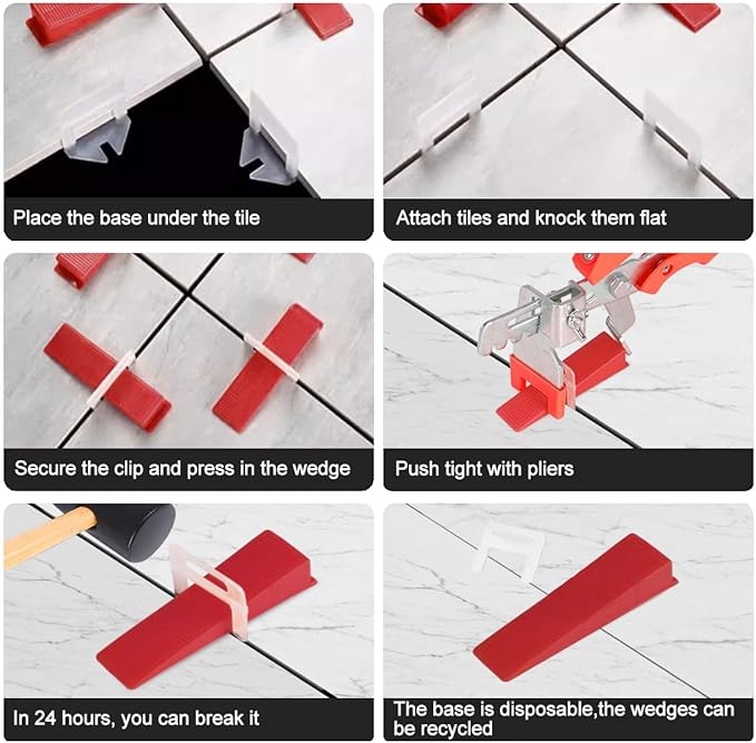 Tile Leveling system Plier Hand Floor Pliers Tiling Installation Tool Tile Locator Leveling System for DIY Ceramic Tile Stone Wall Tile Spacers Adjustment red