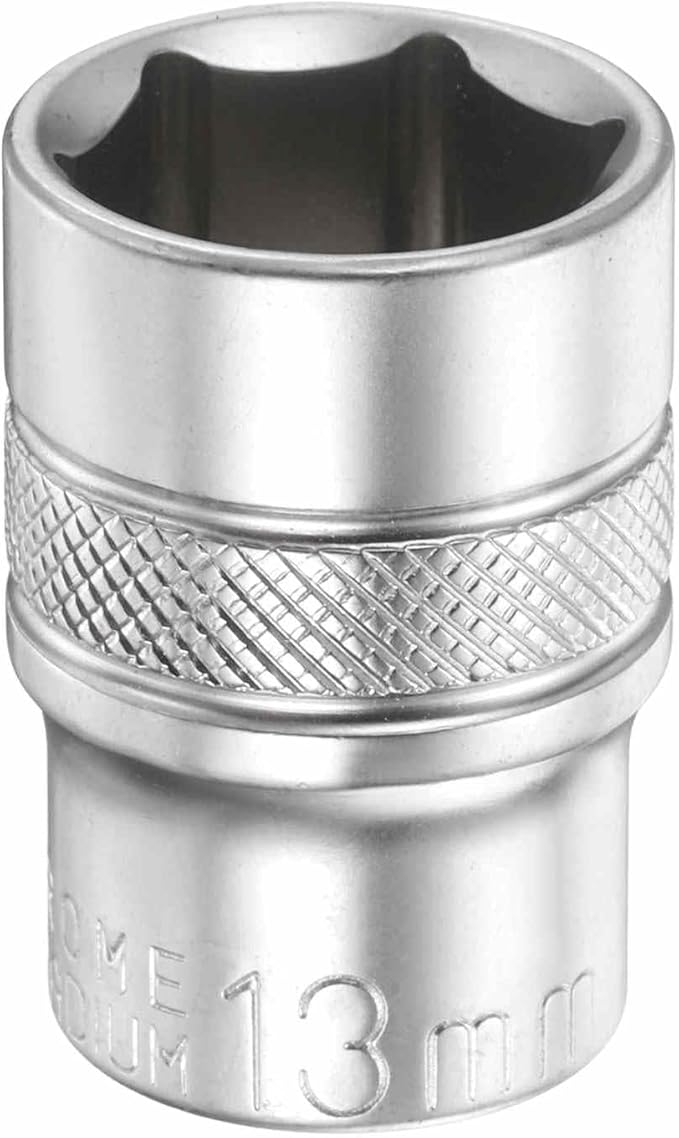 HARFINGTON 6 Points Deep Socket 1/4" Drive 13mm Deep Metric CR-V Steel Polished Nickel Plating Flip Sleeve 25mm / 1" Extra Long Socket Tool for Home Auto Nuts Bolts Repair