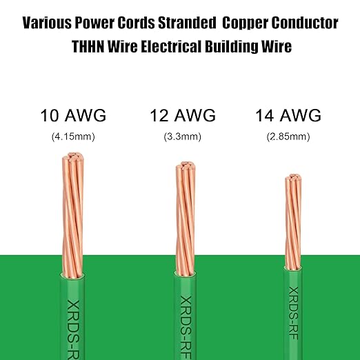 14 AWG THHN Stranded Bare Copper Wire 200FT Green Grounding Wire, Electrical Wire, 600V Rated Building Wire, Ideal for Panel Wiring, Grounding, Lighting Circuits, Control Systems