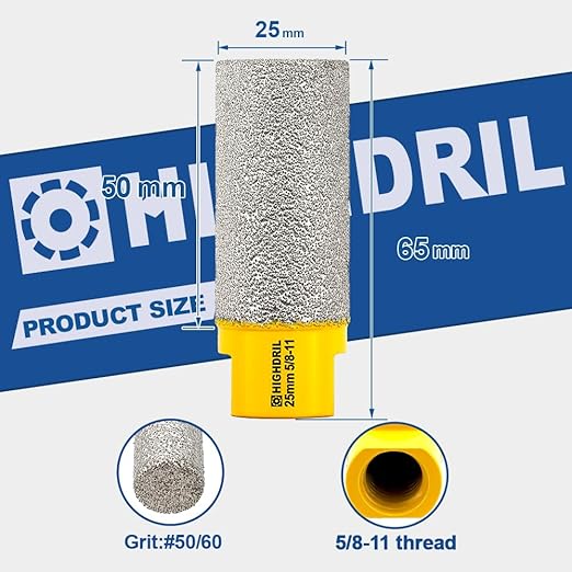 Diamond Milling Bit for Enlarging and Shaping Hole,HIGHDRIL 2pcs Diameter 25MM (1") Dry Drilling Core Bit for Porcelain,Hard Ceramic,Granite and Marble