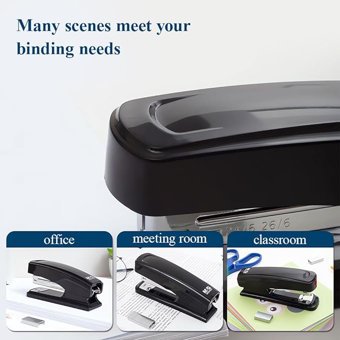 M&G Desktop Stapler with 25 Sheet Capacity, Two Binding Modes, Basic Stapler Set with 1000 Staples and Remover, Durable Staplers for Office Home (Black)