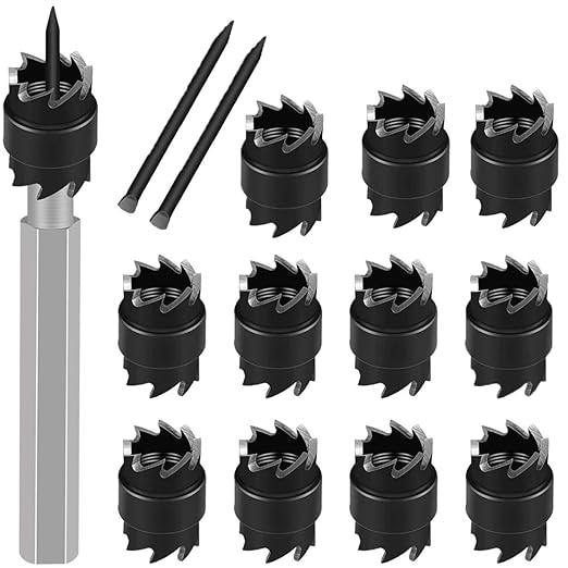 Spot Weld Cutter Set Double Sided,3/8" HSS Spot Weld Cutter Remover Drill Bits Hex Sheet Metal Hole Cutter Remover Kit for Power Drill Spot Welding, by NAKAO (13 Pcs)