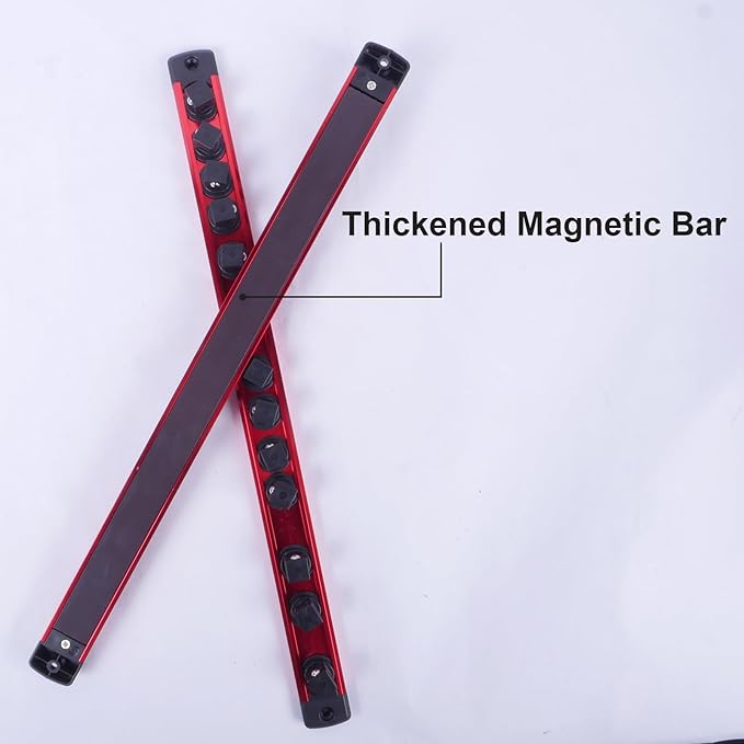 Magnetic Socket Holder Organizer Set:1/2-Inch Drive Socket Trays Socket, 360째 Swivel 12 Clips Socket Holder Kit, For Automotive Mechanic Garage (Red)