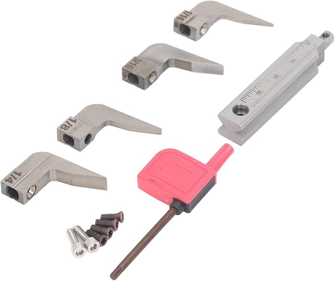 4 Pcs Carbide Router Plane Blades Set 1/16 1/8 3/16 1/4 Inch for Woodworking Hand Planer, Sturdy and Cutting Replacement Blades with Storage Box