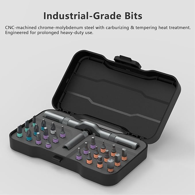 24 in 1 Magnetic Ratchet Screwdriver Set - Precision Professional Tool Kit with Case for Electronics, Computer, Phone, Watch, Bicycle, DIY Home Repair