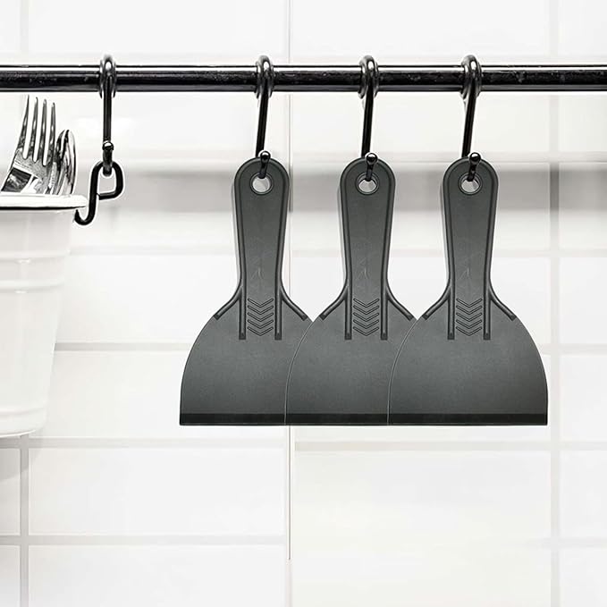 6 Pcs Plastic Putty Knife Set, 4 Inch Flexible Scrapers, Small Paint Scraper for Spackling, 3D Print Removal, Patching, Decal Application & Wall Repair (Black)