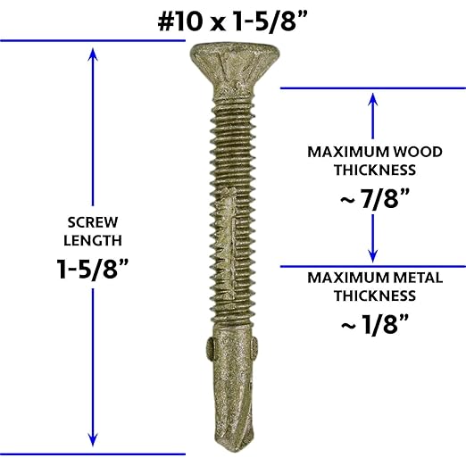 10x1-5/8 Reamer Tek Torx/Star Head Self-Drilling Wood to Metal Screws - for Flatbeds, Trailers - T-30 Torx Screw Head 5 Pound CASE 5,085 Screws