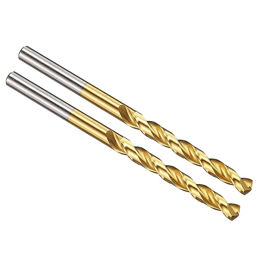 PATIKIL 5.2mm Drill Bit, M42 8% Cobalt High-Speed Steel Jobber Straight Shank 135° Titanium Nitride (TiN) Coated for Hard Metal Stainless Steel - 2 Pack