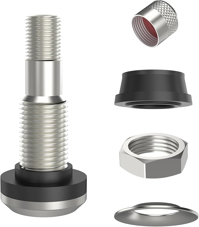 SUNSOUL TR416 25pcs Metal Valve Stems Outer Mount Fits .453" & .625" Rim Holes, Silver, High-Pressure Clamp-in Tire Valves