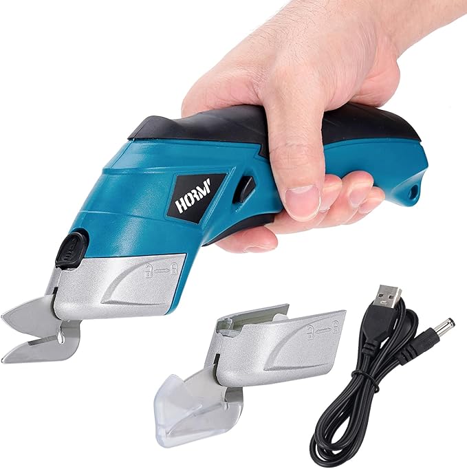 Cordless Electric Scissors,3.7V Fabric Cutter,Equipped with 2 Blades and 1 Charging line,Electric Cardboard Cutter for Fabrics,Cardboard,Carpets