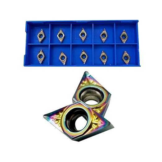 10pcs DCGT070204-AK DCGT21.51 Inserts for Aluminum DLC Colorful Coating Carbide Turning Inserts Boring and Outer circlr for Aluminum Copper Plastic Cutting