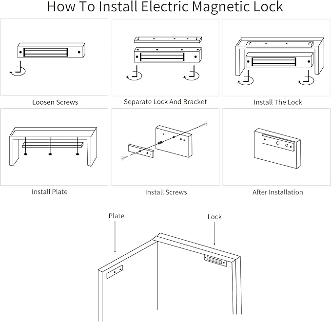 Electric Magnetic Lock 500KG 1200LBS Holding Force Electromagnet Lock 12V Fail Safe NC Mode Single Door for Access Control System/Metal Door/Fire Proof Door/Wooden Door/Glass Door etc. (500KG/1200LBS)