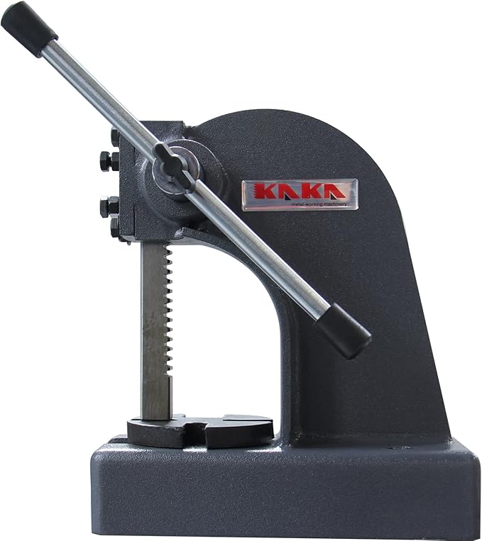 KAKA INDUSTRIAL Arbor Press, 1-Ton Capacity Manual Arbor Press, Heavy-Duty Steel Body, 4-Inch Height, Portable Hand Press for Bearing, Riveting, and Metalworking AP-1