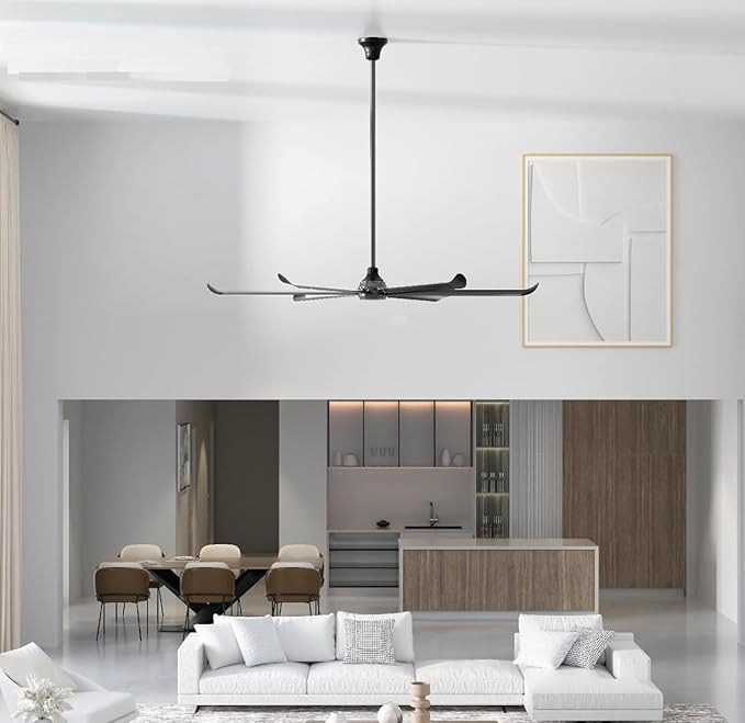 80 Inch Industrial Ceiling Fan Indoor/Outdoor 6.7ft HLVS High Performance PMSM Motor - Big Ceiling Fan With Remote & Light for Warehouses,Garage,Patios,Gyms - 3 Year Warranty (Apollo 80")