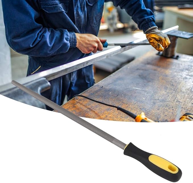 Bastard Cut Mill File, 12in Round Metal Files, Round Mill Steel File Rasp with Plastic Handle, Round Files, T12 Carbon Steel Rat Tail File for Wood, Metal, Plastic (Coarse-Tooth)