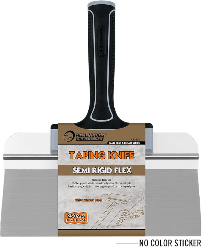 ROLLINGDOG 10 Inch Taping Knife - Drywall Taping Knife,Threaded End Can be Attached to Extension Pole,Stainless Steel Blade,Ideal for Skimming and Smoothing Walls and Ceilings