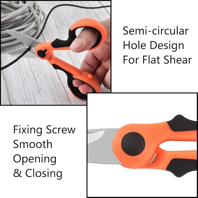 tooloflife Portable Stainless Steel Scissors Anti-Slip Serrated Edge Scissors Saltwater Freshwater Braid Scissors for Fishing Outdoor and DIY (Red Scissor)