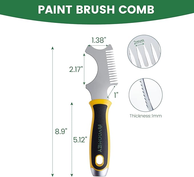VOOMEY 5-in-1 Brush Roller Cleaner Tool (2-Pack),Heavy-Duty Metal Paint Brush Comb with Hammer Base for Painting Pros & DIYers