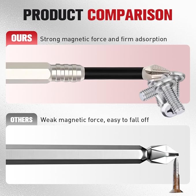 High-Magnetic Screwdriver Drill Bit, 2025 Upgrade Strong Magnetic Screwdriver Bit Set, Anti-Slip Magnetic Precision Electric Screwdriver Set Drill Bit Set (25 50 65 75 100 150mm)