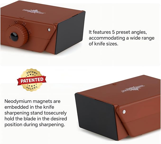 The Innovative Knife Sharpener - Patented Multi-Angle Premium Rolling Knife Sharpener with Extra Replacement Head for Chef's, Fruit, and All Steel Knives (Brown)