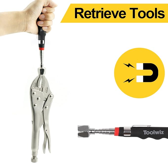 Toolwiz Telescopic Magnetic Pick up Tool (16LB), Extendable to 30 inch Extendable Magnet Pickup Tool, Gifts for Dad, Husband, Grandpa, Handyman Father's Day