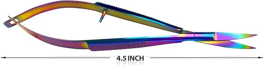 Bandage, Castroviejo, & Iris Scissors, & Kelly, & Mosquito Forceps Rainbow - Stainless Steel, DIY Crafting Scissors and Forceps Multicolors (Castroviejo Scissors, 4.5 inches Curved)
