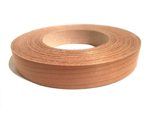 Edge Supply Cherry 13/16 in x 50 ft Roll ??Pre-Glued Iron On Wood Veneer Tape ??Wood Veneer Edge Banding Tape with Hot Melt Adhesive, Smooth Sanded Finish Ideal for Furniture & DIY, Made in USA