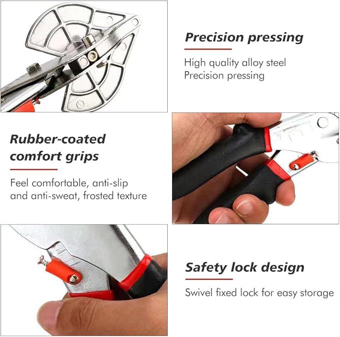 Multi Angle Miter Shear Cutter, Adjustable at 45 to 135 Degree Angle Scissors Hand Tools for Cutting Soft Wood, Plastic, PVC and More, with Replacement Blades(black)