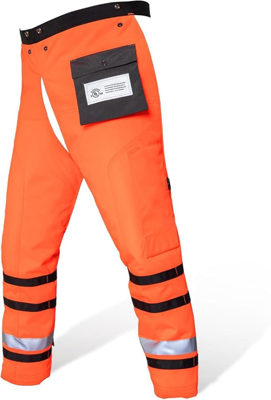 Technical Wrap Chainsaw Chaps by UL Class A 8 Layers Chainsaw Pants Apron Style Orange