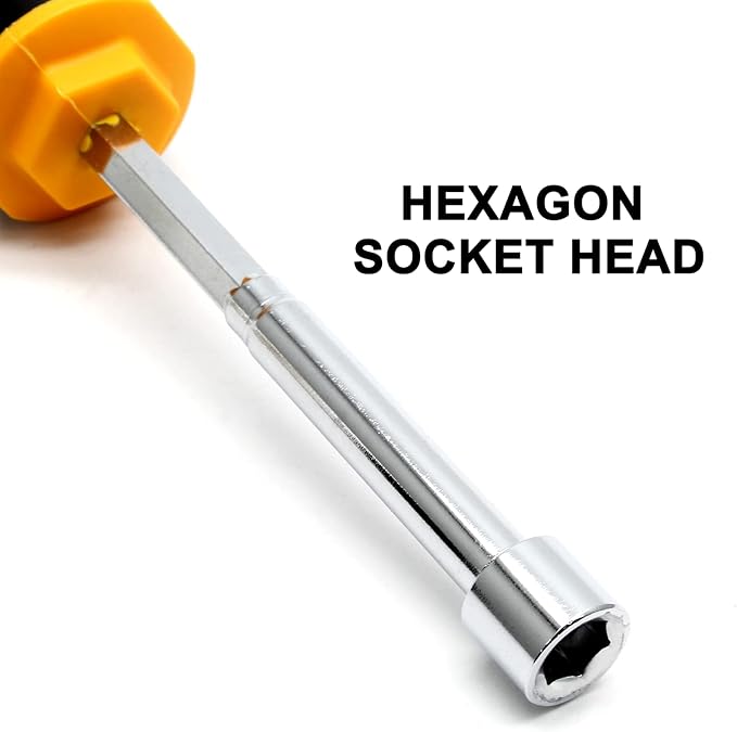 Piutouyar 7mm Socket Wrench Screwdriver, Hex Nut Driver, Steel Cushion Grip Screwdriver for Hand-Making, Repair