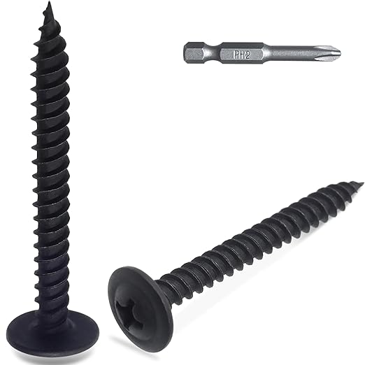 80pcs #8 횞 1-1/2??Modified Truss Head Wood Screws, Phillips Drive, Black Wood Screws, Screws with Screwdriver Bit