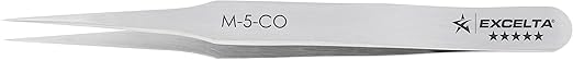 Cobaltima (Cobc0) - M-5-CO - Tweezers - Ultra Fine Point - Miniature - Straight Tapered - Five Star - Cobalt, 0.06" Height, 0.375" Wide, 3.13" Length