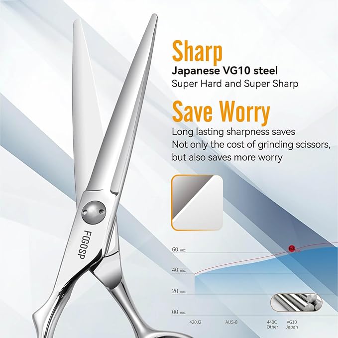 Left Handed Hair Cutting Scissors 6??Professional Barber Scissor Japan VG10 CNC Ultra-Precise Cuts, Razor Sharp Blades Hair Shears for Women & Men