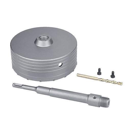 130mm (5-1/8 inch) Concrete Hole Saw with 220mm SDS Plus Shank Connecting Rod, Tungsten Carbide Teeth (7.7mm x 4mm) Cement Hole Saw for Concrete Cement Brick Wall Stone 130mm / 5-1/8 inch