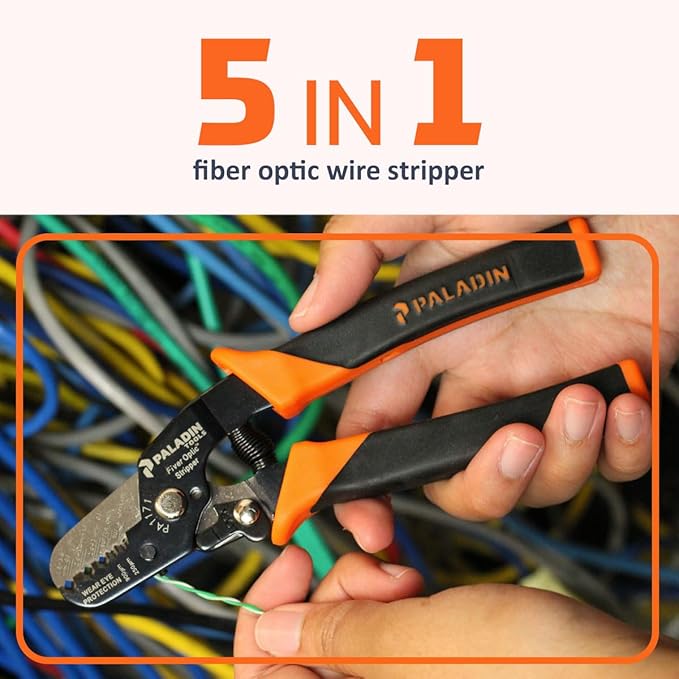 Paladin Tools PA1171 ProGrip Fiber Optic Stripper, 5-in-1 Professional Grade Fiber Optic Stripping Tool