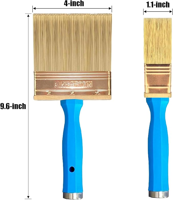 Deck Stain Brush, Thick Paint Brushes 4" for Faster Coverage, Compatible with Most Extension Poles, Stain Brushes for Wood, Deck, Walls, Fence and House